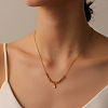 304 Stainless Steel Pave Clear Cubic Zirconia Oval Pendant Mixed Chain Necklaces for Women WG248BB-01-4