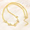 Brass Micro Pave Clear Cubic Zirconia Hot Pepper and Round Beaded Necklaces KK-CBA4547-15G-1