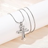 304 Stainless Steel Cross Pendant Pet Urn Ashes Necklaces NJEW-S455-02P-1