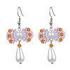 Handmade Glass Seed & Acrylic Beads Bowknot Dangle Earrings EJEW-MZ00298-3