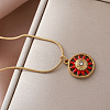 Vintage European Style 304 Stainless Steel Enamel Red Flower Pendant Necklaces for Women WS4572-3