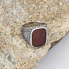 304 Stainless Steel with Natural Carnelian Finger Rings FS-WG67565-06-1