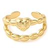 Heart Brass Open Cuff Ring for Women RJEW-Z070-05G-03-2