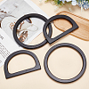 4Pcs 2 Style Wood D-Ring & Round Ring Bag Handles DIY-WR0002-58-4