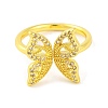 Butterfly Brass Micro Pave Clear Cubic Zirconia Open Cuff Ring for Women RJEW-U003-13G-2
