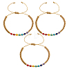3Pcs Adjustable Chakra Natural & Synthetic Mixed Stone Round Bead Braided Bracelet Sets ZZ4943-3-1