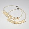 Mixed Styles Natural White Mother of Pearl Shell Bib Statement Necklaces NJEW-L096-05-1