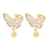 Brass Micro Pave Cubic Zirconia Stud Earring Findings CU-CBAA5EE-03G-B-1