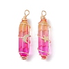 2Pcs 2 Style Two Tone Glass Double Terminated Point Beads Pendants Set PALLOY-JF02538-04-1