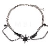 304 Stainless Steel Jet Rhinestone Star with Wings Choker Necklaces for Women FS-WG57FF6-01-4