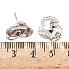 Rose Flower Brass Micro Pave Cubic Zirconia Stud Earrings EJEW-G452-08P-01-5