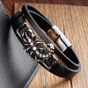 Black Imitation Leather & 316L Stainless Steel Centipede Multi-strand Bracelets with Magnetic Clasps for Men WG416ED-01-2
