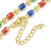 Brass Enamel Column Link Chain Necklaces NJEW-H039-06A-02G-1