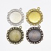 Flat Round Zinc Alloy Pendant Cabochon Settings PALLOY-X0013-RS-1