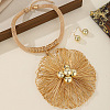 Aluminum & Brass & CCB Wire Flower Bib Necklace & Ball Dangle Earrings for Women WGD13CF-01-2