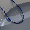 Dyed Natural Imperial Jasper Column and Glass Beaded Necklaces for Women CN0218-5
