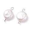 Natural Baroque Pearl Keshi Pearl Connector Charms PALLOY-JF01495-01-1