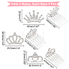 15Pcs 3 Style Crown Alloy Rhinestones Hair Combs FIND-CA0005-94-2