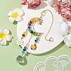 Glass Beads Wire Wrapped Brass Moon Hanging Ornaments HJEW-TA00212-2