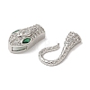 Snake Brass Micro Pave Cubic Zirconia S Hook Clasps KK-A227-06P-2