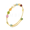 Natural Gemstone & Freshwater Pearl Beaded Copper French Wired Cuff Bangles for Women BJEW-JB13987-5