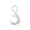 Brass Micro Pave Clear Cubic Zirconia Crescent Moon European Dangle Charms KK-A236-20S-1