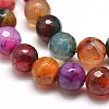 Dyed Natural Agate Faceted Round Beads Strands G-E268-22-2