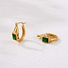 Green Cubic Zirconia Rectangle Hoop Earrings JE936A-5