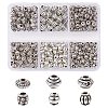 370Pcs 6 Styles Tibetan Style Alloy Spacer Beads TIBEB-YW0001-13-1
