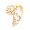 Paw Print with Heart Alloy Cuff Rings for Women WGE50A0-03-3