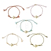 Ocean 304 Stainless Steel Link Adjustable Braided Polycotton Metallic Cord Slider Bracelets BJEW-JB14245-01-3