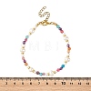 7.5MM Faceted Round Natural Agate(Dyed & Heated) & Natural Freshwater Pearl Beaded Bracelets BJEW-JB14173-4