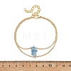 Brass Cable Chains & Natural Aquamarine Chip Beads Double Layers Bracelets for Women BJEW-JB14134-02-4
