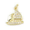 Brass Micro Pave Clear Cubic Zirconia Pendants KK-H255-27G-1