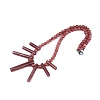 Natural Strawberry Quartz Round Beaded Fan Bib Necklaces NJEW-N064-04H-2