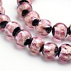 Glow in the Dark Luminous Style Handmade Silver Foil Glass Round Beads X-FOIL-I006-8mm-04-1