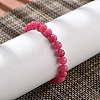 Natural Dyed Agate Imitation Rhodochrosite Beaded Stretch Bracelets for Women Men BJEW-F483-05-3