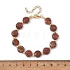 Natural Sesame Jasper & Brass Spacer Beads Beaded Bracelets for Women BJEW-JB14112-04-4