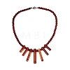 Natural Carnelian(Dyed & Heated) Round Beaded Fan Bib Necklaces NJEW-N064-04G-1