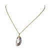 Ocean Natural Paua Shell Oval Pendant 304 Stainless Steel Cable Chain Necklaces for Women NJEW-JN06188-4