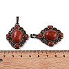 Natural Red Jasper Rhombus Pendants G-K363-02R-02-3