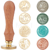 CRASPIRE 4Pcs 4 Styles Golden Tone Brass Wax Seal Stamp Head AJEW-CP0007-49B-03-1