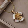 3Pcs Stainless Steel Enamel White Flower Pendant Round Snake Chain Necklaces for Women OT9180-2-2