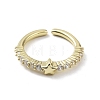 Star Rack Plating Brass Micro Pave Clear Cubic Zirconia Open Rings RJEW-D020-11G-2