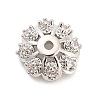 Flower Brass Micro Pave Clear Cubic Zirconia Bead Caps KK-H527-36P-1
