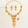 Luxury Vintage Iron Floral Filigree Necklace & Dangle Stud Earrings & Ring Sets for Women LF1388-5