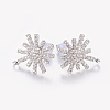 Brass Micro Pave Cubic Zirconia Stud Earring Findings ZIRC-E132-17P-1