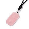 Adjustable Natural Rose Quartz Rectangle Pendant Necklace with Nylon Cord for Women NJEW-L171-03E-3