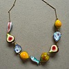 Ocean Resin Fruit Fish Link Chain Necklaces with Alloy Bar Links for Women WG7A601-01-1