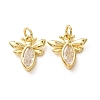 Brass Micro Pave Clear Cubic Zirconia Pendants CU-E003-18G-14-1